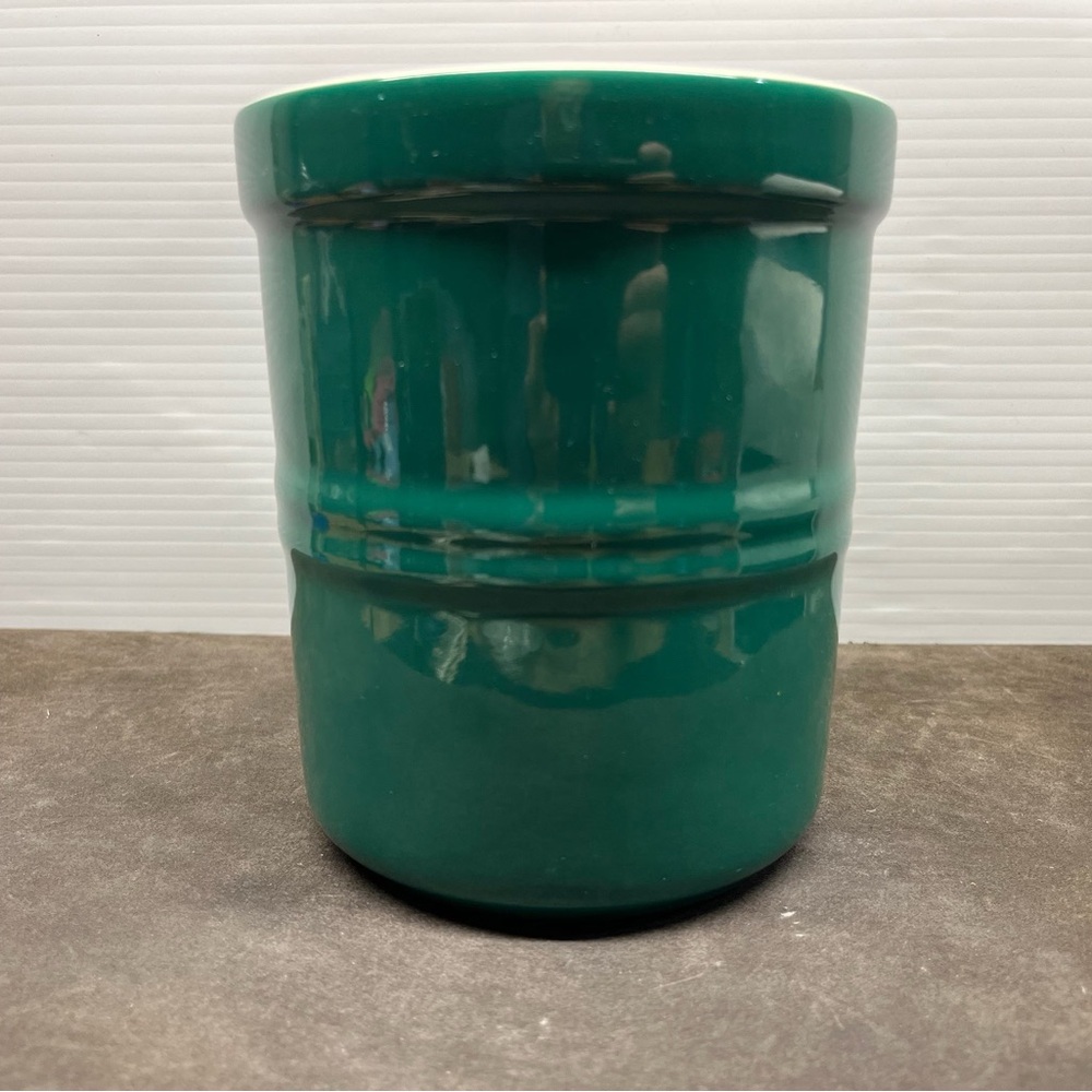 Le Gourmet Chef Crock 6" Stoneware Green Utensil Holder Baking Canister